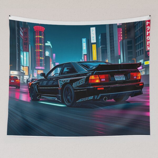 Item preview, Cyberpunk art, Audi Quattro in Neo Tokyo designed and sold by Salimgor Hangaround Music.