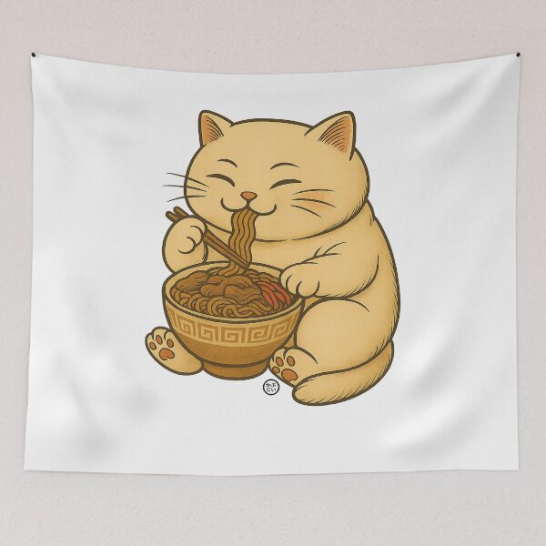 Item preview, Noodle Cat - Ramen Cat Japanese Kawaii Ramen Neko - Gyudon Cat designed and sold by Kabuji Store.