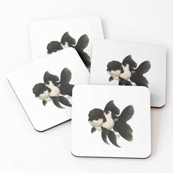 Item preview, Panda Goldfish - Black Oranda Goldfish - Vintage Japanese Style Kingyo designed and sold by Kabuji Store.