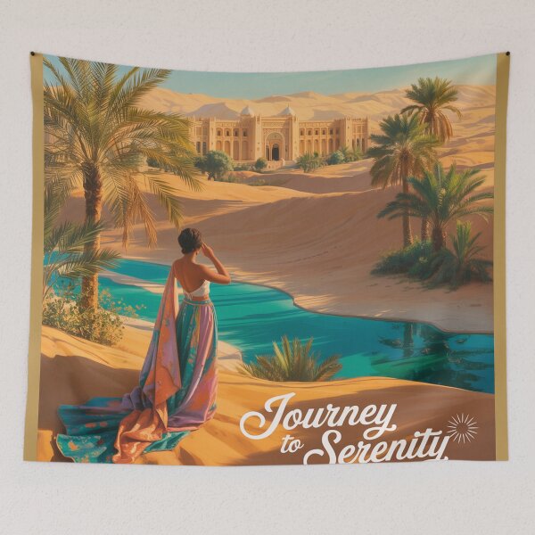 Item preview, A serene oasis in a vast desert landscape. designed and sold by Lilashakti ⭐️ ⭐️ ⭐️ ⭐️ ⭐️.