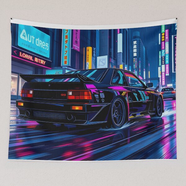 Item preview, Cyberpunk art, futuristic Audi Quattro in Neo Tokyo designed and sold by Salimgor Hangaround Music.