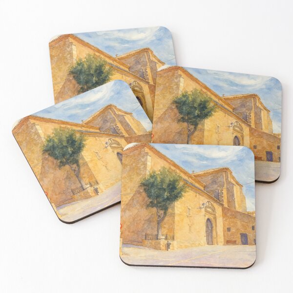 Item preview, Church of Santiago - Watercolor of Santa Cruz de la Zarza designed and sold by Miradas del Mundo.