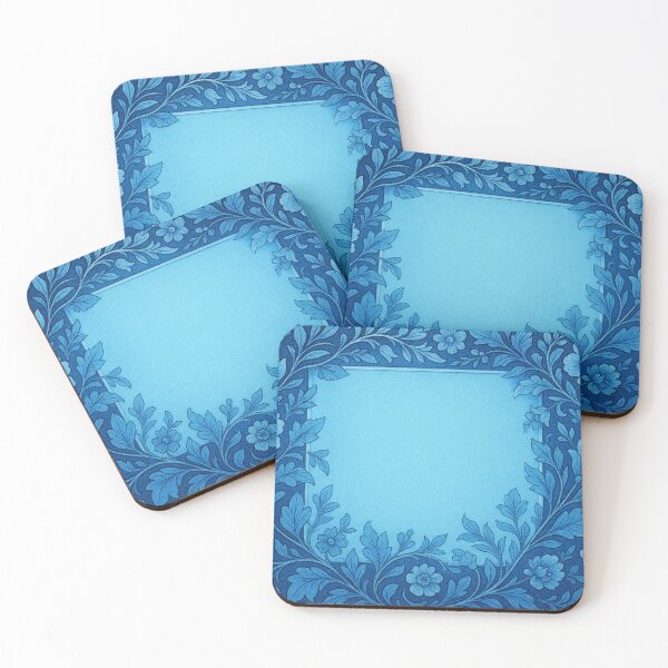 Item preview, Blue square with floral elegance designed and sold by Sigtrix.