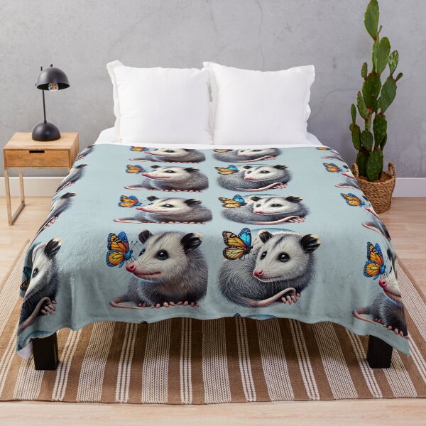 Item preview, Butterfly Friends – Opossums with Beautiful Butterflies Set of 2 designed and sold by EmeraldeaArt.