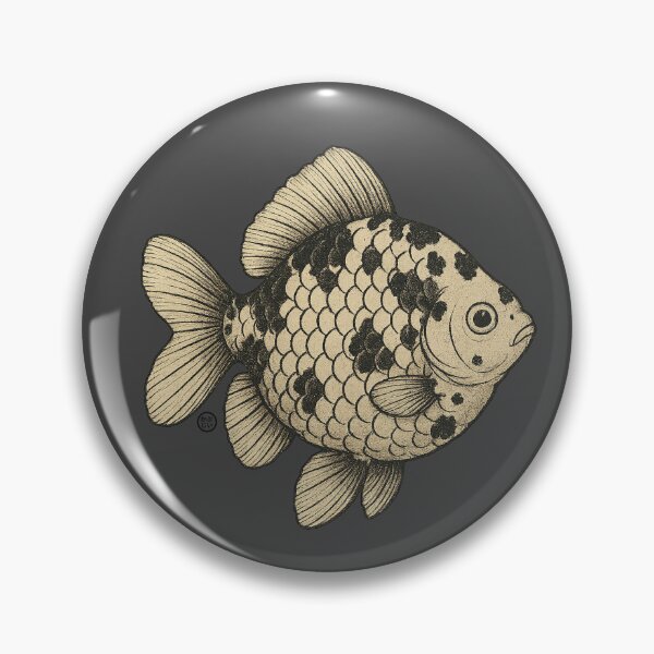 Item preview, Black and White Goldfish - Japanese Goldfish - Vintage Japanese Style Kingyo designed and sold by Kabuji Store.