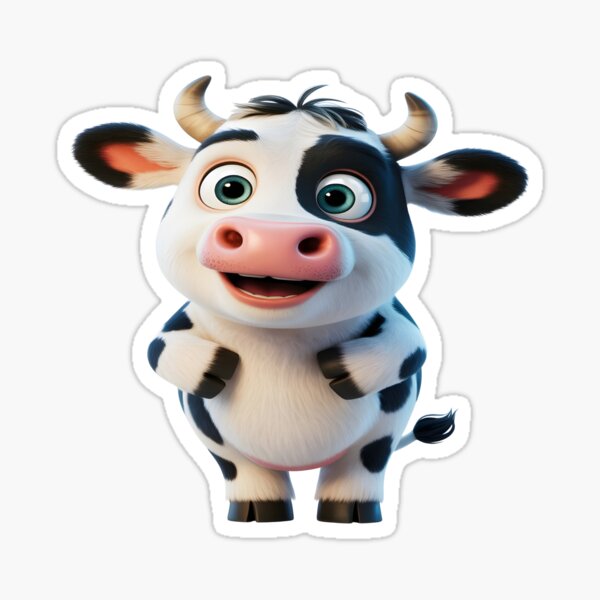 Item preview, Cute Cartoon Cow – Happy Big-Eyed Farm Animal Character designed and sold by Visimatic.