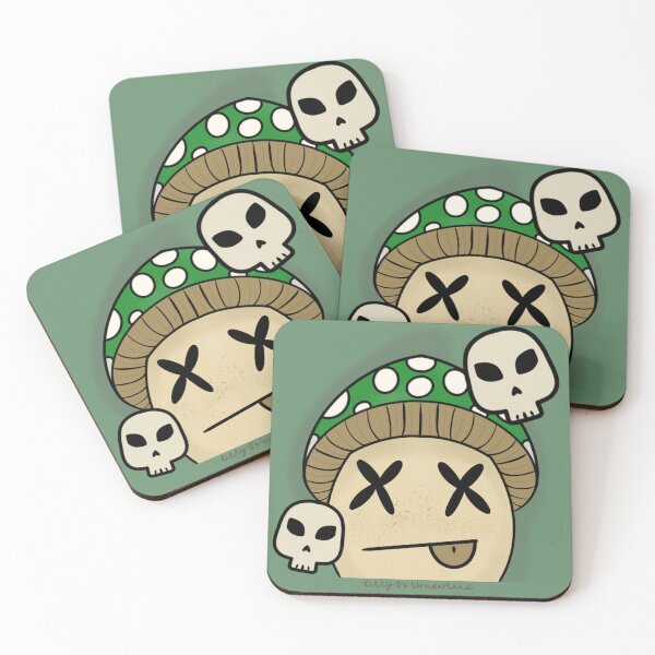 Item preview, Gesto de estilo Amanita de hongo muerto o calavera (verde) designed and sold by KQsWonderland.