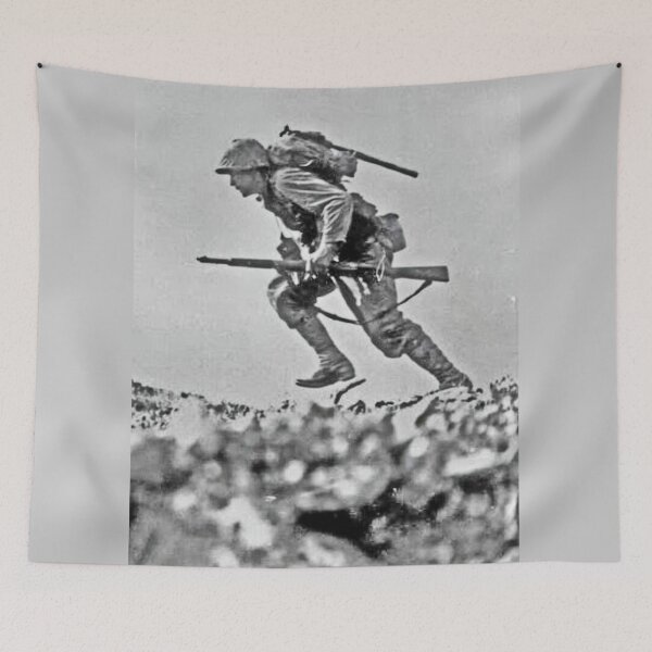 Item preview,  A WW2 Marine advances under Japanese fire on Okinawa in 1945. (Digitally enhanced by WatermarkNZ Press) designed and sold by CristalleLisa.