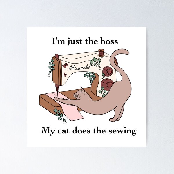Item preview, Cat at the sewing machine designed and sold by Misa-no-neko.