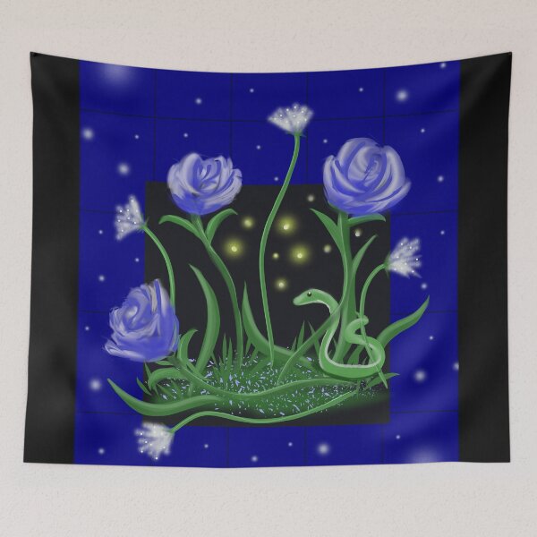 Item preview, Flowers in the Wall, Blue designed and sold by Nightflyer Art.