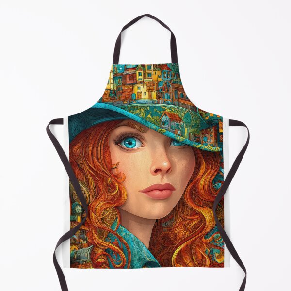 Item preview, Vibrant Woman with Colorful Architectural Hat designed and sold by Artessie.