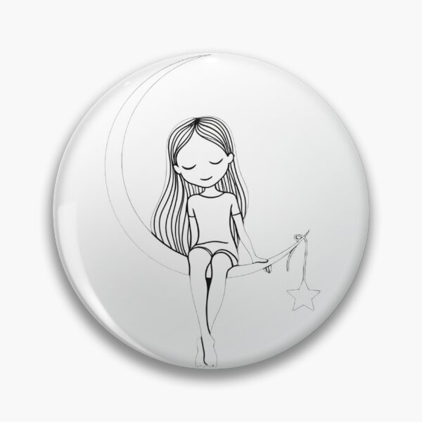 Item preview, Girl sitting on crescent moon with star designed and sold by shahinsy.