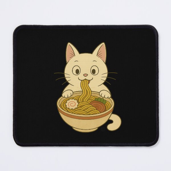 Item preview, White Cat Eating Ramen - Noodle Cat Japanese Kawaii Ramen Neko designed and sold by Kabuji Store.