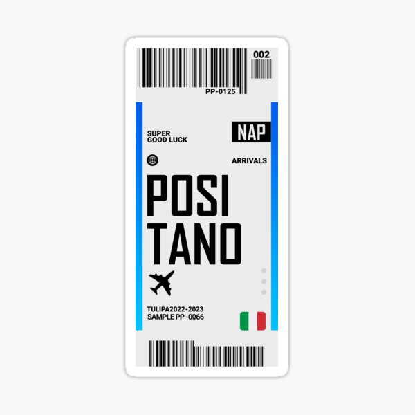 Item preview, Positano City Boarding Pass Sticker designed and sold by TulipaGraphics.