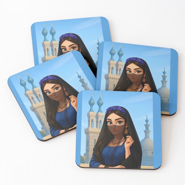 Item preview, Egyptian woman wearing national traditional costume of egypt and black transparent burqa designed and sold by TuyaArts.