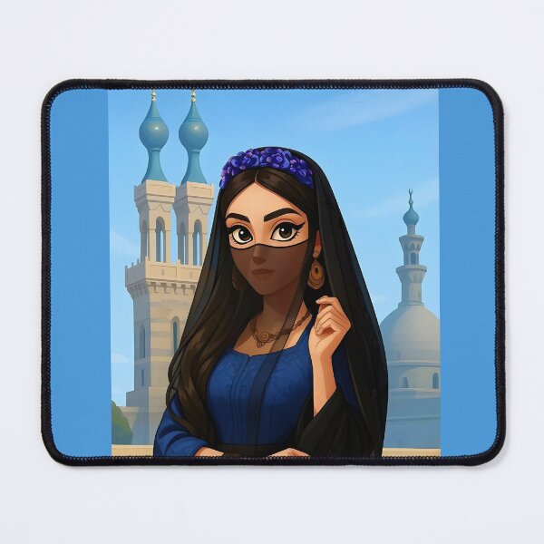Item preview, Egyptian woman wearing national traditional costume of egypt and black transparent burqa designed and sold by TuyaArts.