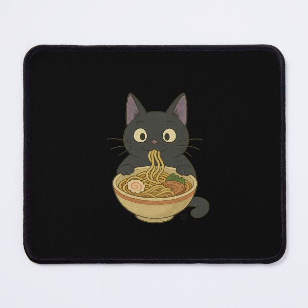 Item preview, Black Cat Eating Ramen - Noodle Cat Japanese Kawaii Ramen Neko designed and sold by Kabuji Store.
