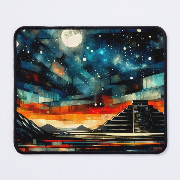 Item preview, Aztec Nights | Moonlit Teotihuacan Under a Starry Sky designed and sold by Stoneflower-Art.