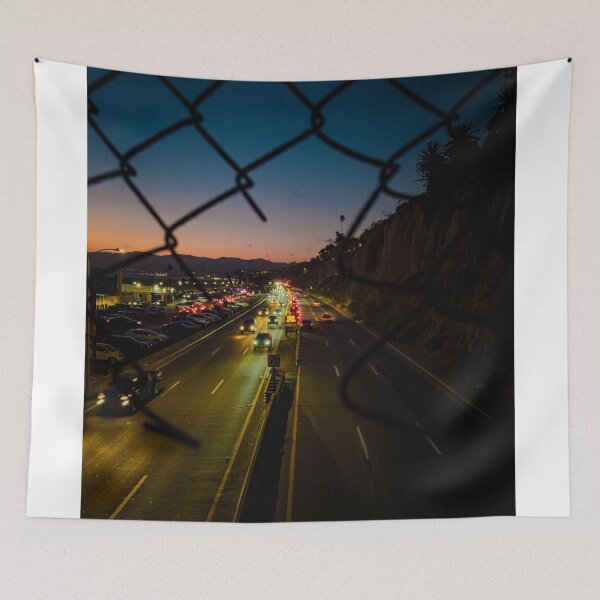 Item preview, City Road at Sunset through Fence designed and sold by KarenVarr.