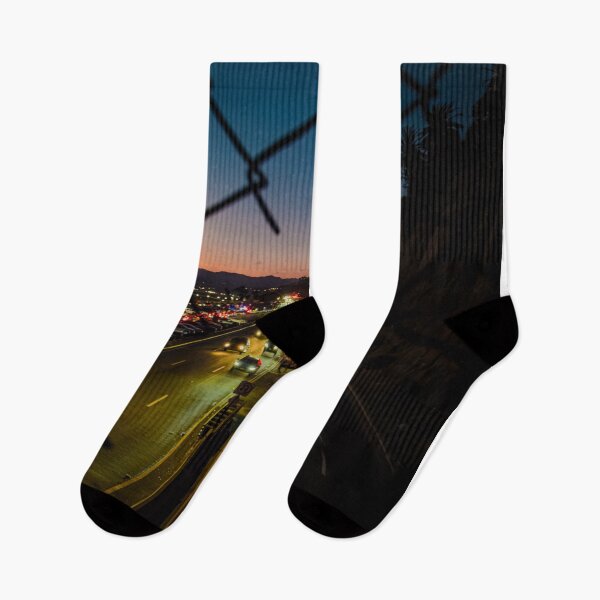 Item preview, City Road at Sunset through Fence designed and sold by KarenVarr.