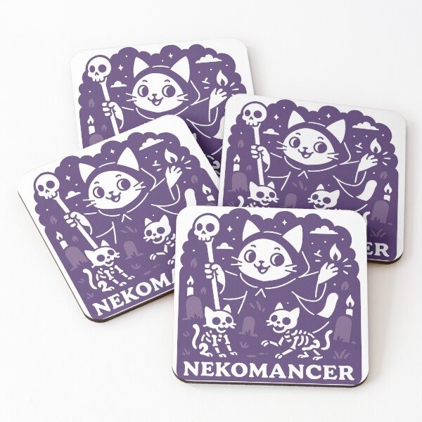 Item preview, Cute Nekomancer – Cute cat necromancer with skeleton kitten designed and sold by NerdvanaDsg.