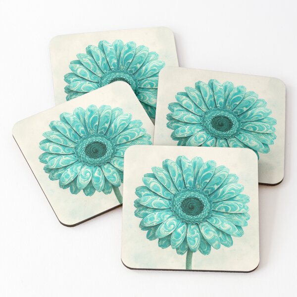 Item preview, Gerbera flower with Traditional Marbling Pattern – AI Enhanced Original Photography & Ebru Art designed and sold by Pacika.