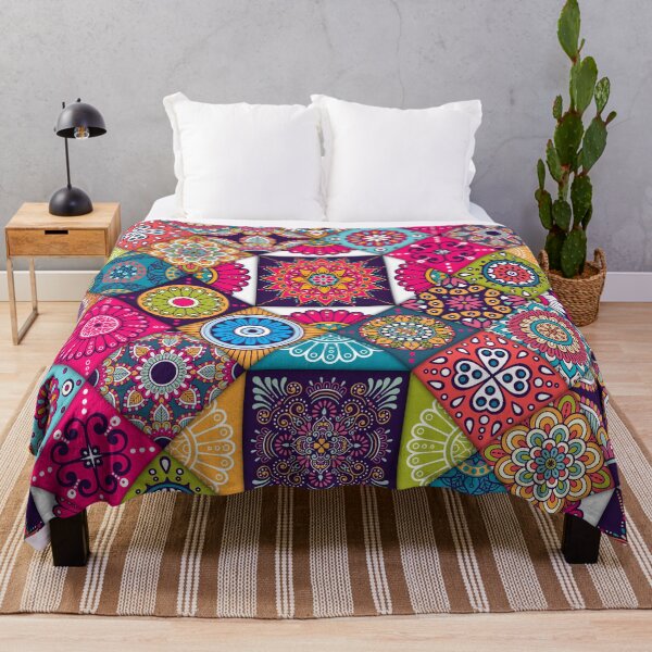 Item preview, Edredón de patchwork con patrón étnico/hippie, geométrico africano designed and sold by Divine Ease.