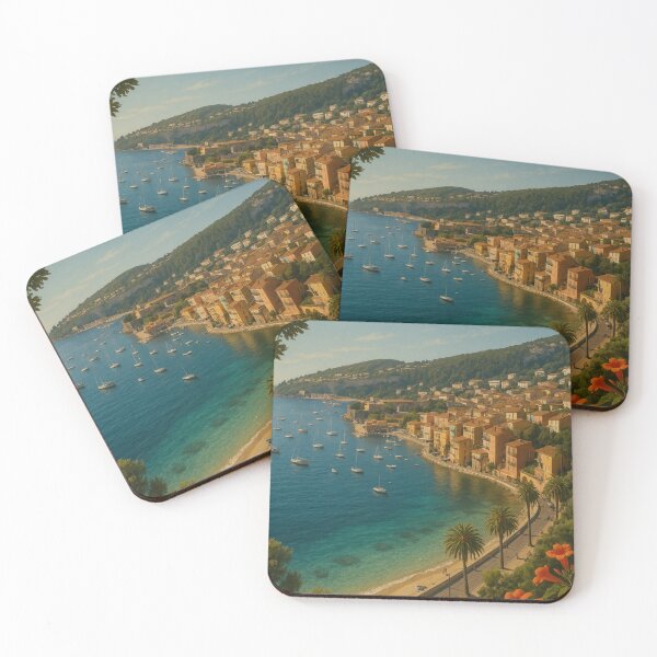 Item preview, Villefranche-sur-Mer Bay View with Palms and Riviera Coastline designed and sold by Places On Earth.