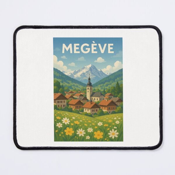 Item preview, Megève Alpine Town with Church Tower and Mont Blanc Backdrop designed and sold by Places On Earth.