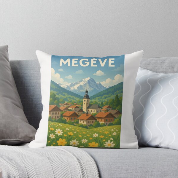 Item preview, Megève Alpine Town with Church Tower and Mont Blanc Backdrop designed and sold by Places On Earth.