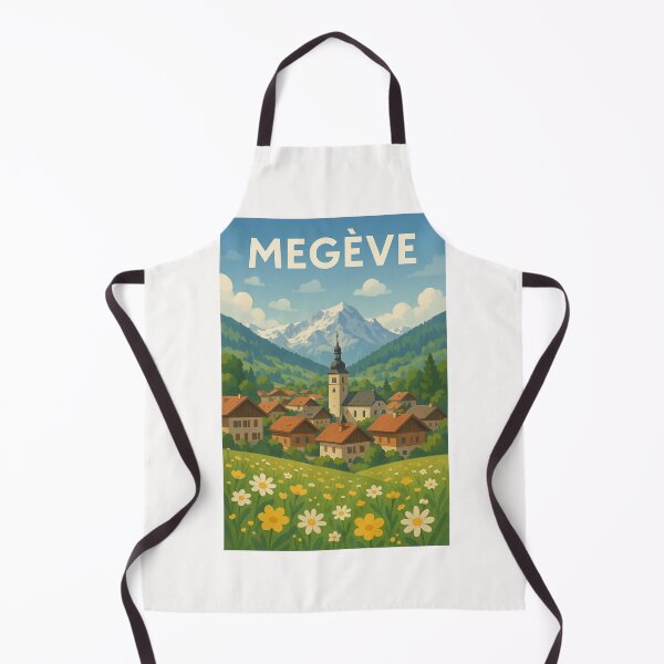 Item preview, Megève Alpine Town with Church Tower and Mont Blanc Backdrop designed and sold by Places On Earth.