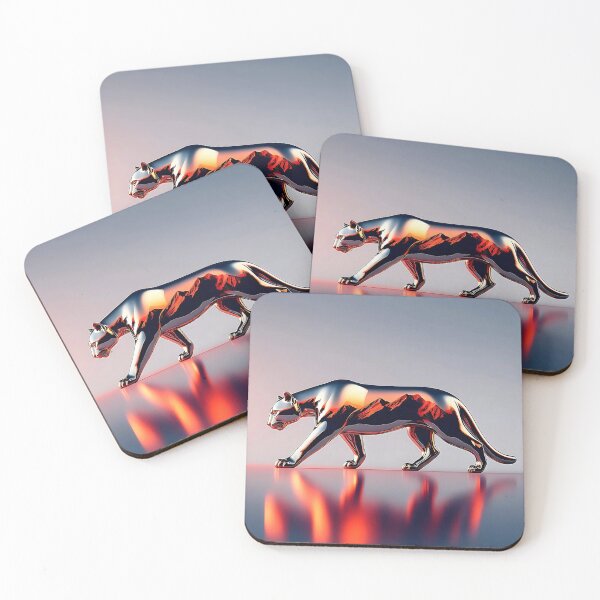 Item preview, Krom-Puma med Bergsmotiv – Modern & Minimalistisk Djurkonst designed and sold by ArtByM-Martini.