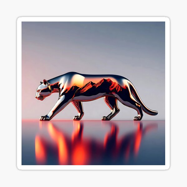 Vista previa del artículo con la obra «Krom-Puma med Bergsmotiv – Moderno y minimalista Djurkonst», diseñado y vendido por ArtByM-Martini.