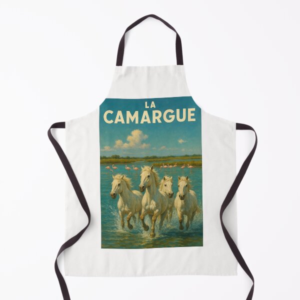 Item preview, White Camargue Horses Galloping through Wetlands with Flamingos designed and sold by Places On Earth.