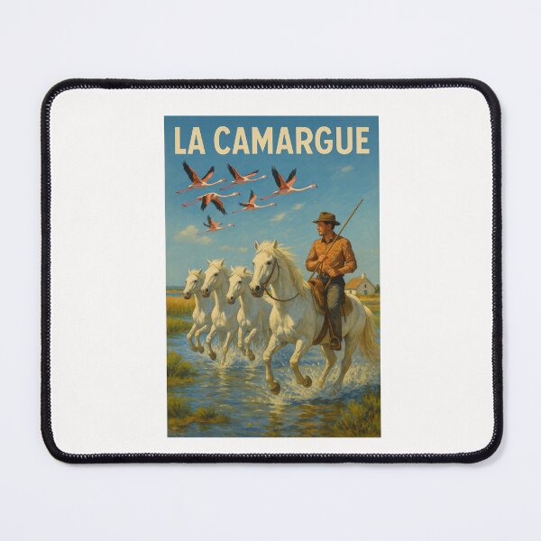 Item preview, Camargue Horseman and White Horses under Flying Flamingos designed and sold by Places On Earth.