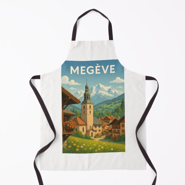 Item preview, Megève Alpine Town with Church Tower and Mont Blanc Backdrop designed and sold by Places On Earth.