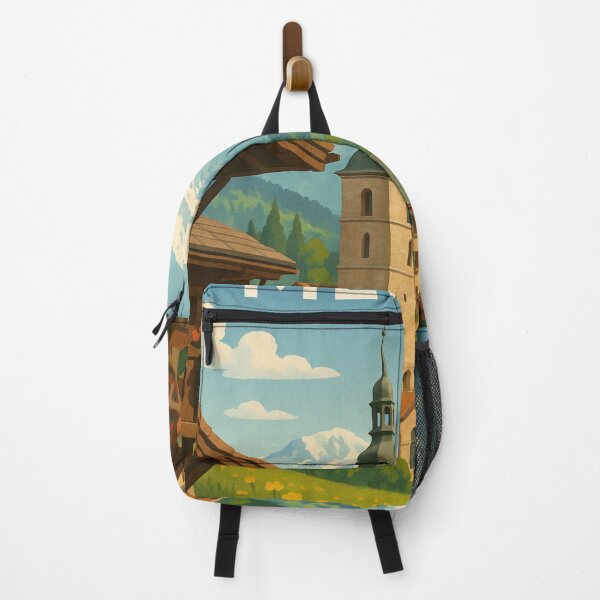 Item preview, Megève Alpine Town with Church Tower and Mont Blanc Backdrop designed and sold by Places On Earth.