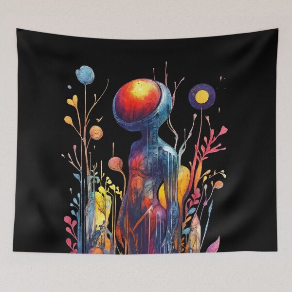 Item preview, Cosmic Flora Sentinel – Surreal Abstract Psychedelic Drip Art Humanoid designed and sold by Shoot-The-Moon.