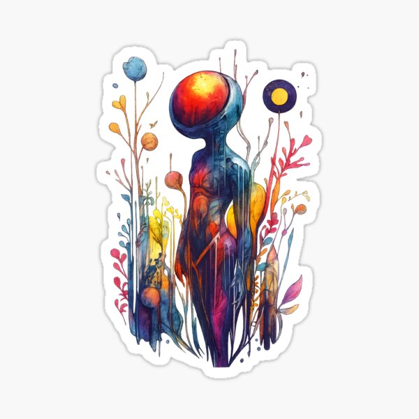 Item preview, Cosmic Flora Sentinel – Surreal Abstract Psychedelic Drip Art Humanoid designed and sold by Shoot-The-Moon.