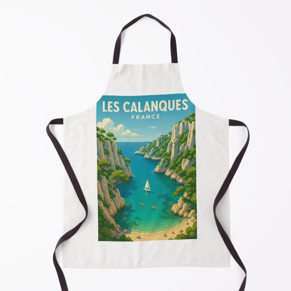 Item preview, Les Calanques Coastline with Turquoise Waters and Sailboat designed and sold by Places On Earth.