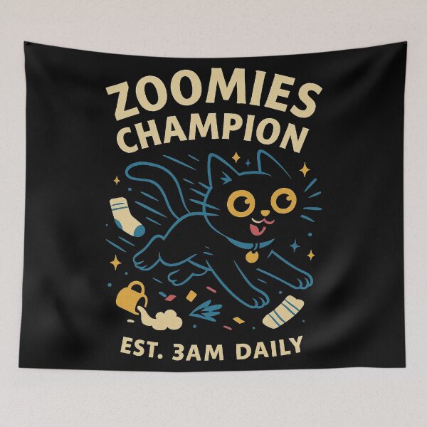 Item preview, Black Cat Tee - Zoomies Champion designed and sold by TimeloopAU.