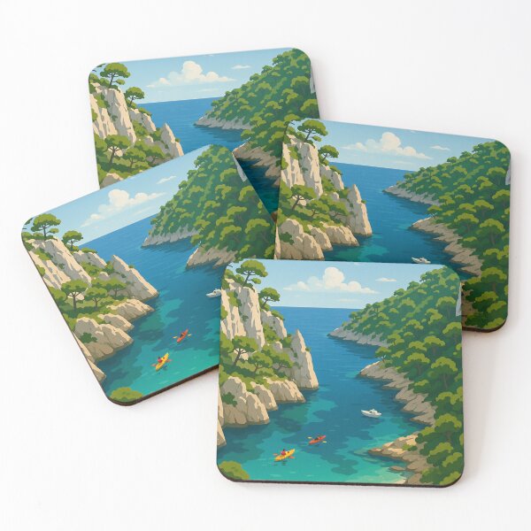 Item preview, Les Calanques Inlet with Forested Cliffs and Crystal Waters designed and sold by Places On Earth.