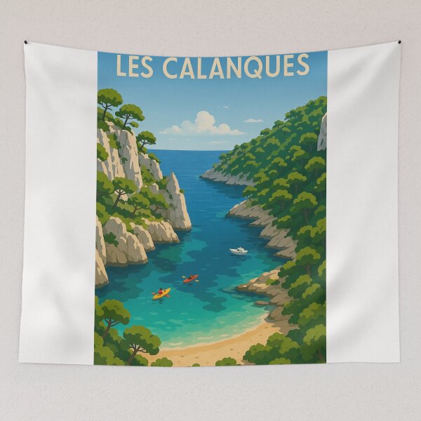 Item preview, Les Calanques Inlet with Forested Cliffs and Crystal Waters designed and sold by Places On Earth.