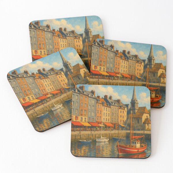 Item preview, Honfleur Harbor Scene with Half-Timbered Houses and Church designed and sold by Places On Earth.