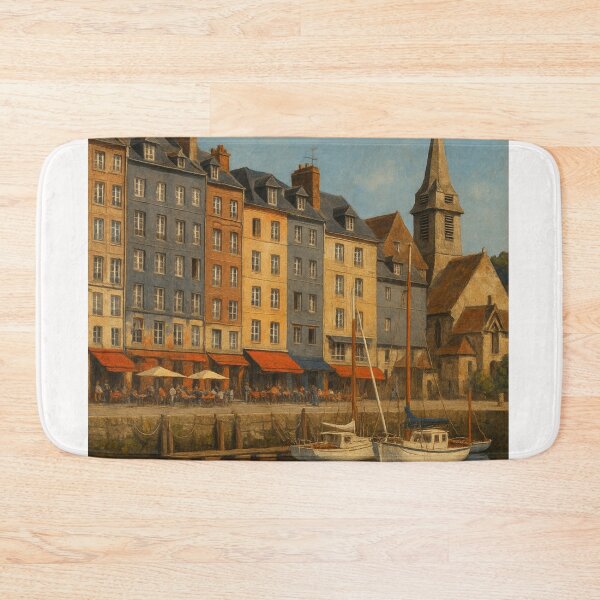 Item preview, Honfleur Waterfront with Reflections and Red Fishing Boat designed and sold by Places On Earth.