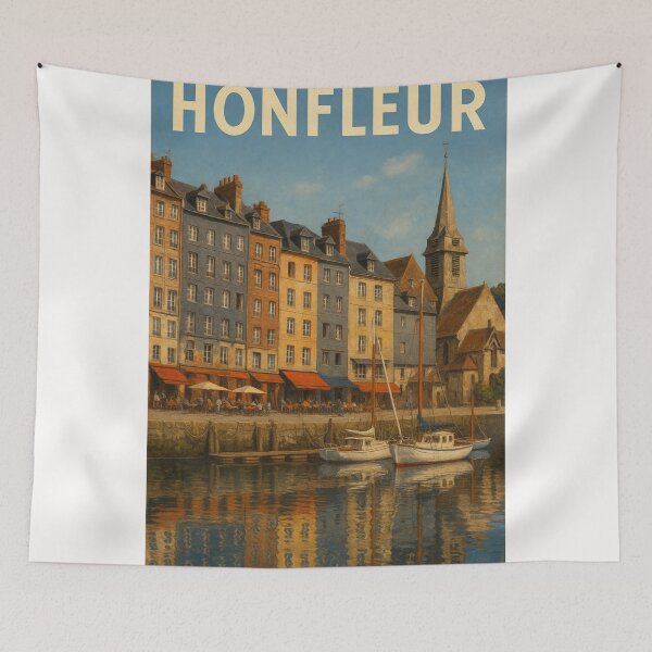 Item preview, Honfleur Waterfront with Reflections and Red Fishing Boat designed and sold by Places On Earth.