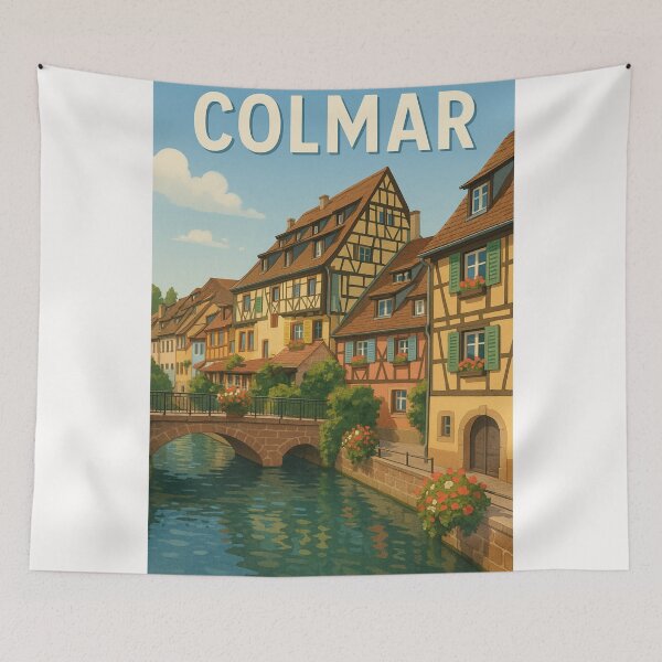 Item preview, Colmar Historic Canal View with Flower-Adorned Bridges designed and sold by Places On Earth.
