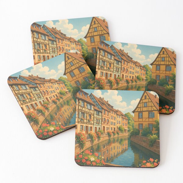 Item preview, Colmar Canal Bend with Alsatian Houses and Floral Reflections designed and sold by Places On Earth.