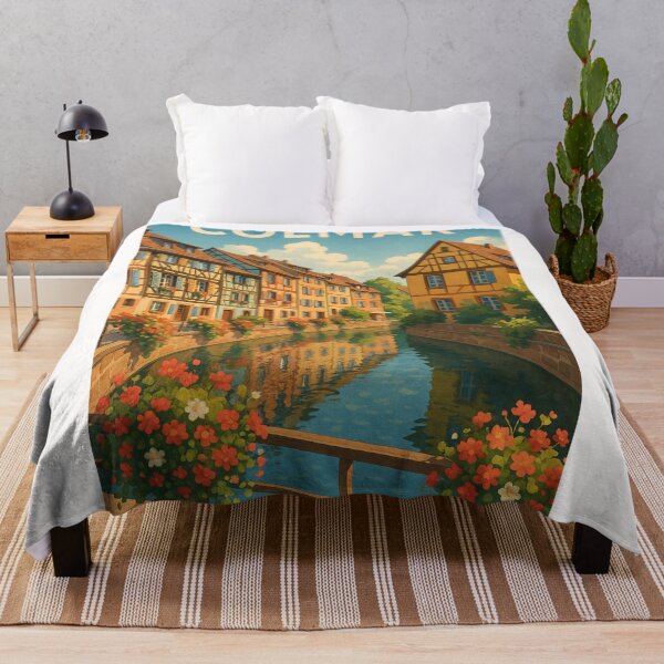 Item preview, Colmar Canal Bend with Alsatian Houses and Floral Reflections designed and sold by Places On Earth.