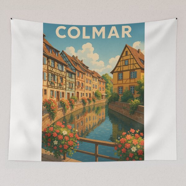 Item preview, Colmar Canal Bend with Alsatian Houses and Floral Reflections designed and sold by Places On Earth.